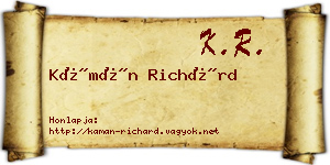 Kámán Richárd névjegykártya