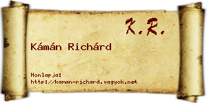 Kámán Richárd névjegykártya